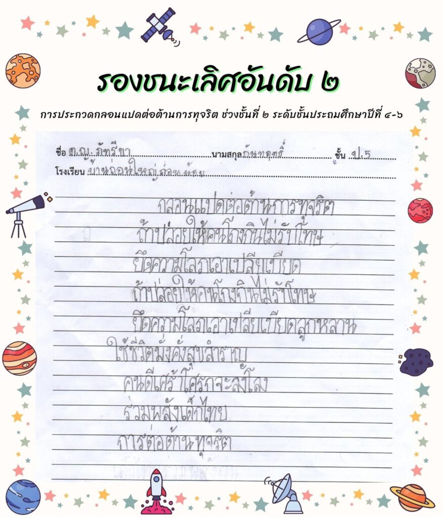 ผลงานการประกวดคำขวัญ กลอนแปด เรียงความ วันเด็กแห่งชาติ - เทศบาลตำบลนาข่า  อ.เมือง จ.อุดรธานี